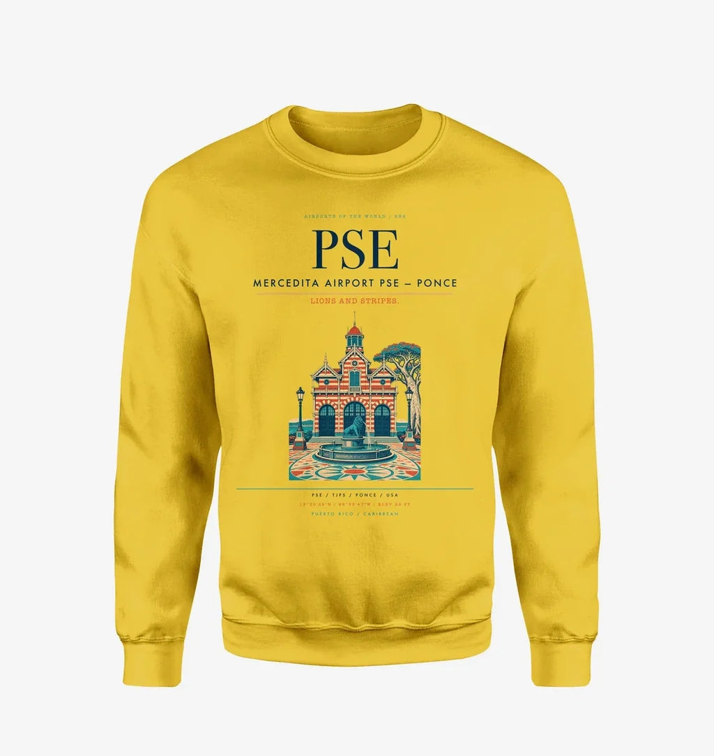 Mercedita Airport (PSE) design on yellow sweatshirt