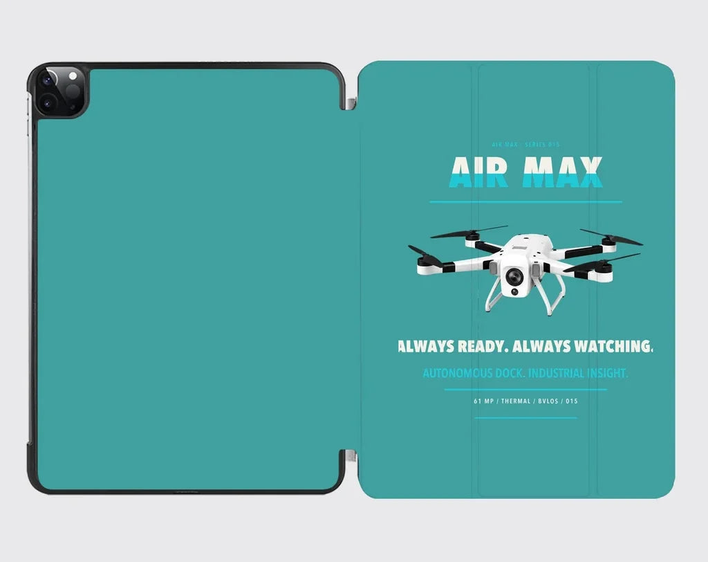Percepto Air Max design on turquoise ipad tablet case