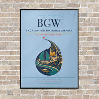 Thumbnail for Baghdad International Airport BGW - Canvas Framed - Light Blue