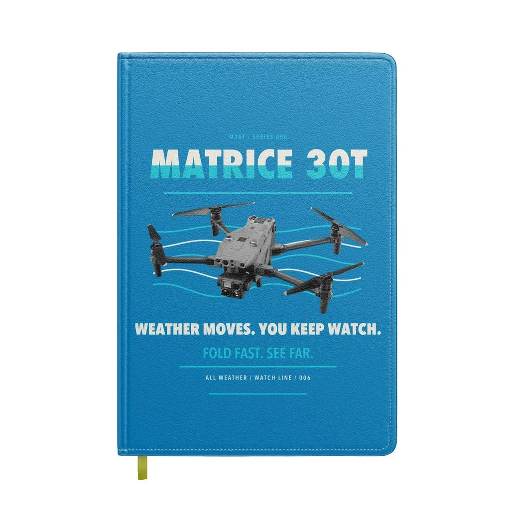 DJI Matrice 30T design on turquoise notebook
