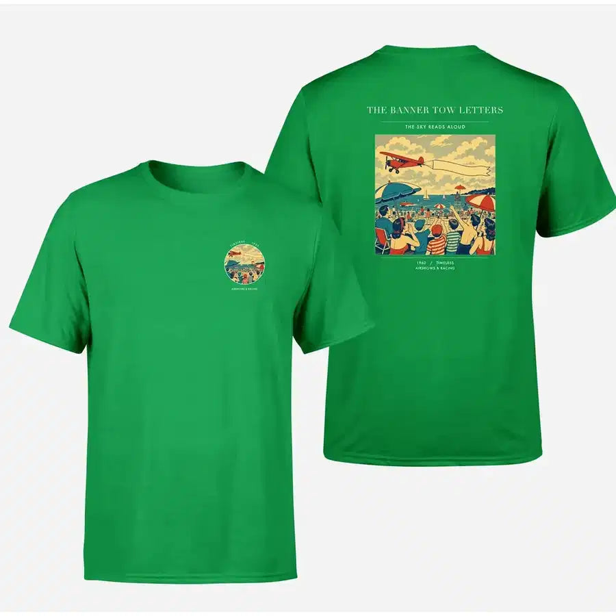 VINTAGE G4472 - The Banner Tow Letters - Double-Side T-Shirt design on green double side t shirt