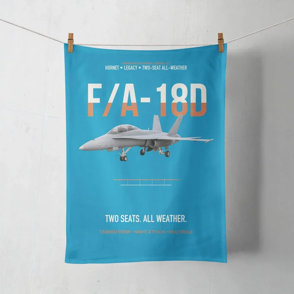F-A-18D Hornet Two Seats All Weather design on turquoise towel