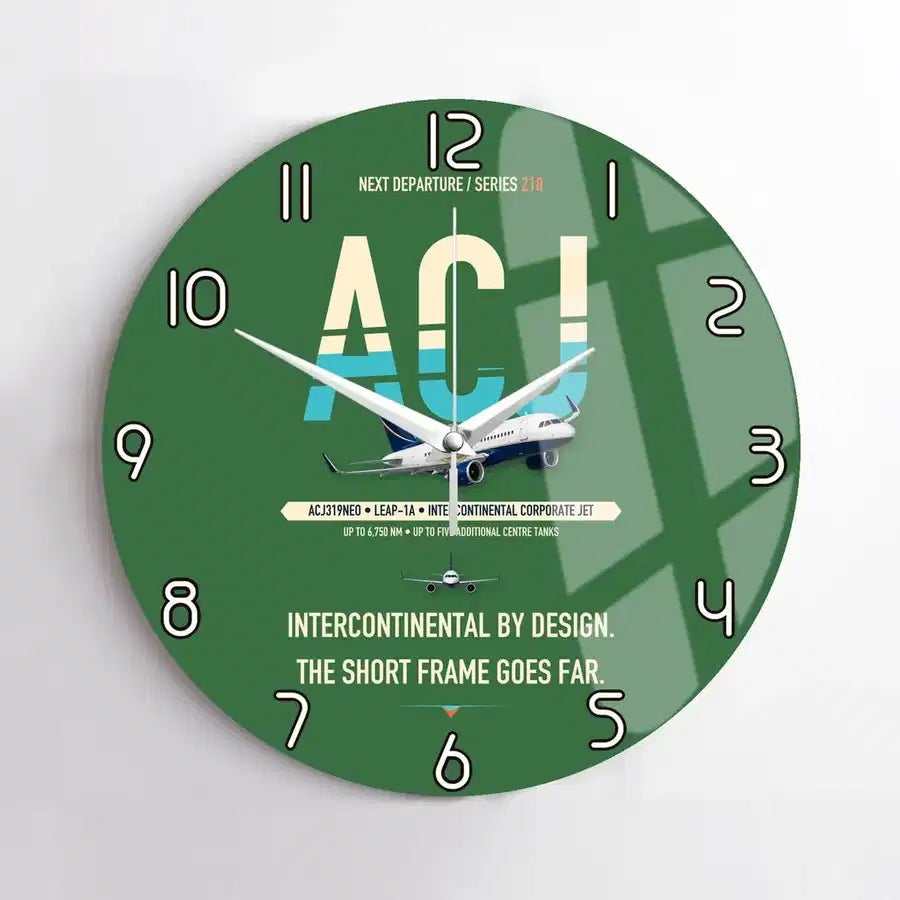 Airbus ACJ319neo design on green no frame wall clock