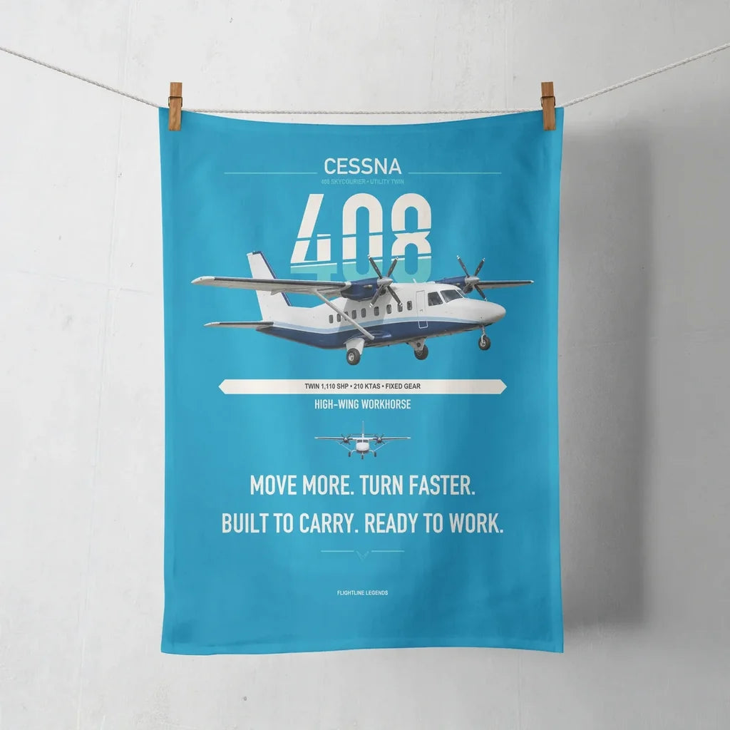 Cessna 408 SkyCourier design on turquoise towel