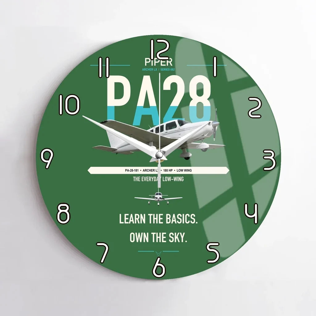 Piper PA-28-181 Archer LX design on green no frame wall clock