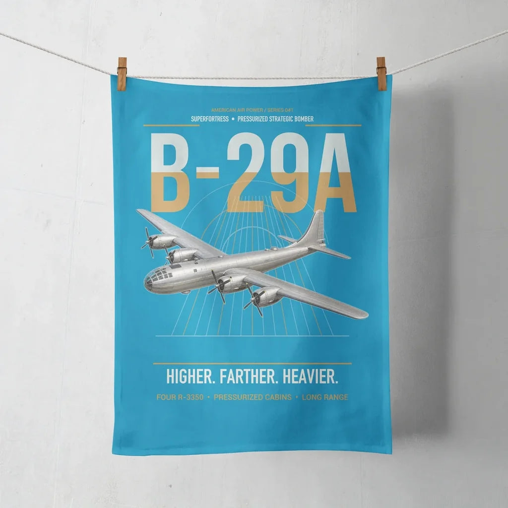 B-29A Superfortress design on turquoise towel
