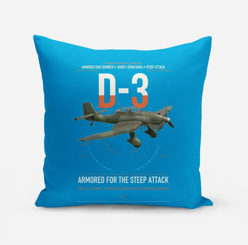 Junkers Ju 87D-3 design on turquoise pillow