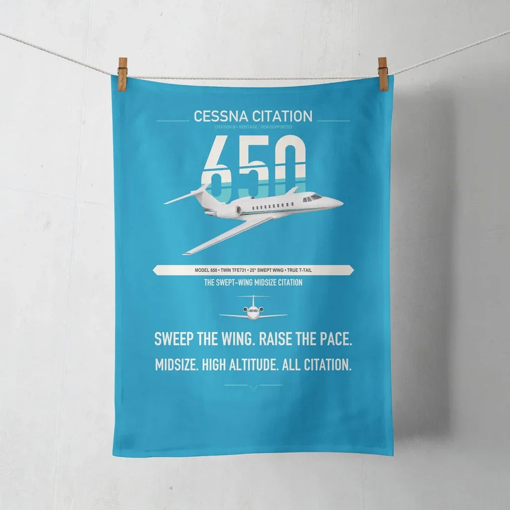 Cessna Citation 650 - Citation III design on turquoise towel