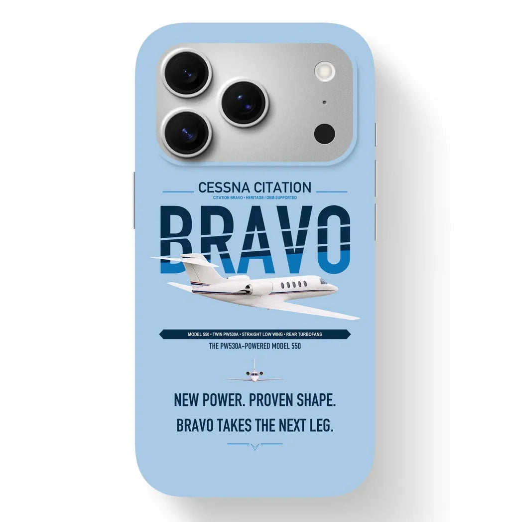 Cessna Citation Bravo design on light blue magsafe iphone case, for iPhone 17 Pro