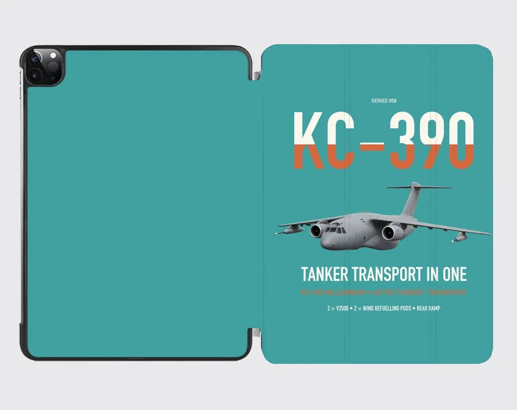 Embraer KC-390 Millennium design on turquoise ipad tablet case