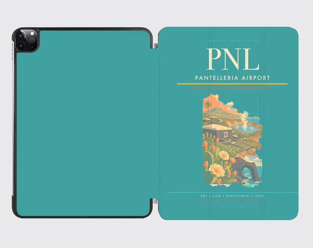 Pantelleria Airport (PNL) design on turquoise ipad tablet case