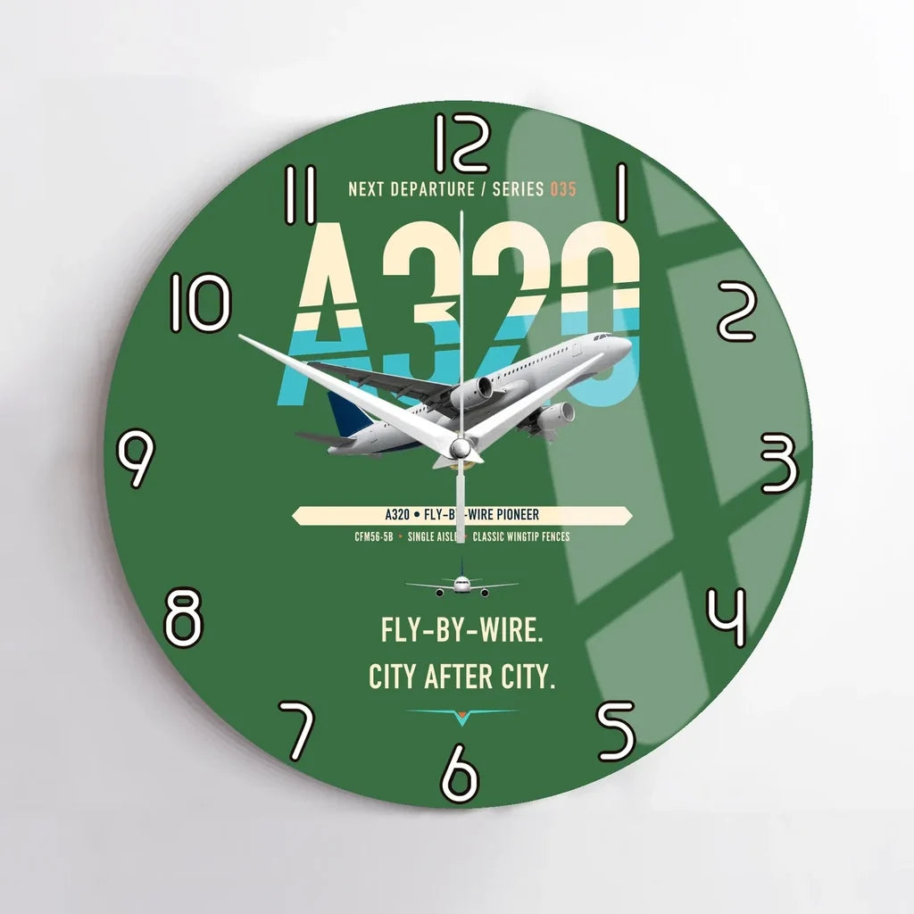 Airbus A320 design on green no frame wall clock