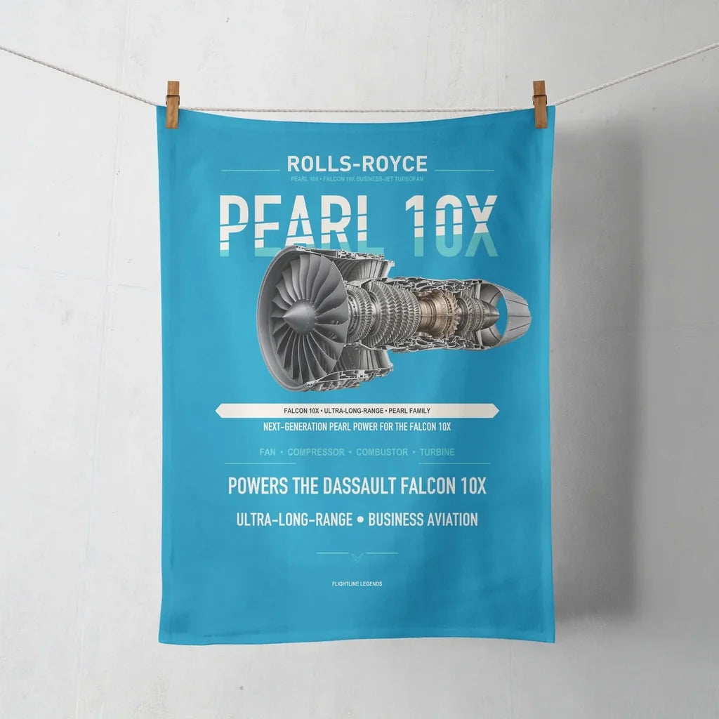 PEARL 10X design on turquoise towel
