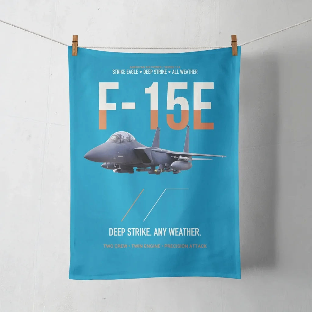 F-15E Strike Eagle Deep Strike Any Weather design on turquoise towel