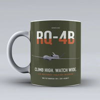 Thumbnail for RQ-4B Global Hawk design on green army ceramic mug, double-side print