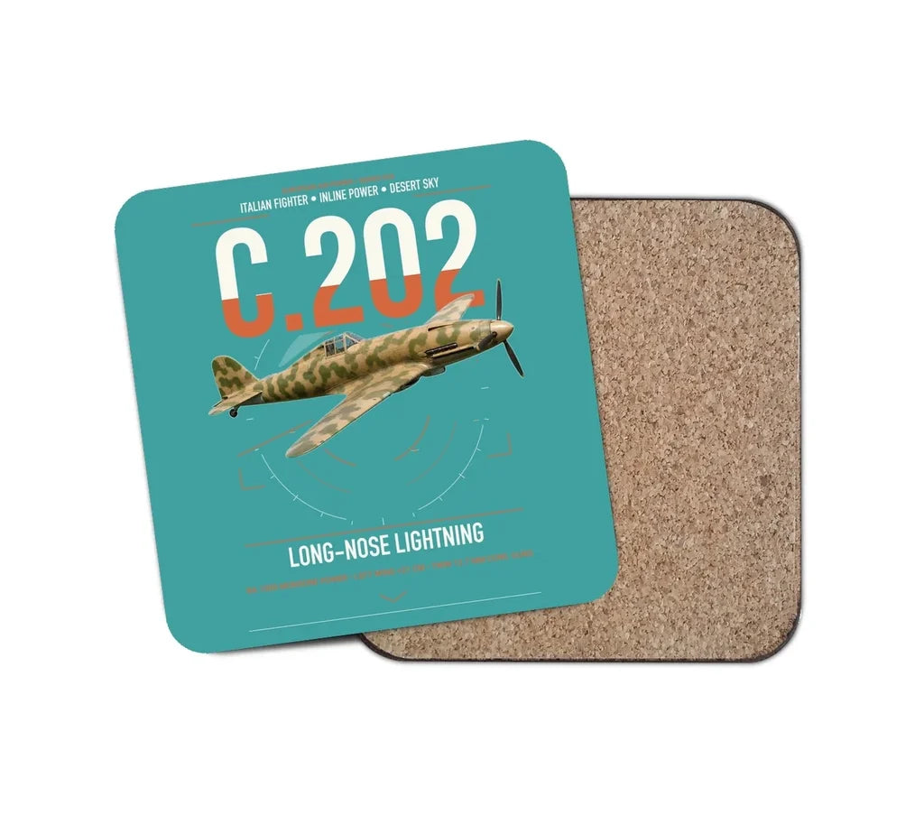 Macchi C.202 Folgore design on turquoise 1 piece coaster