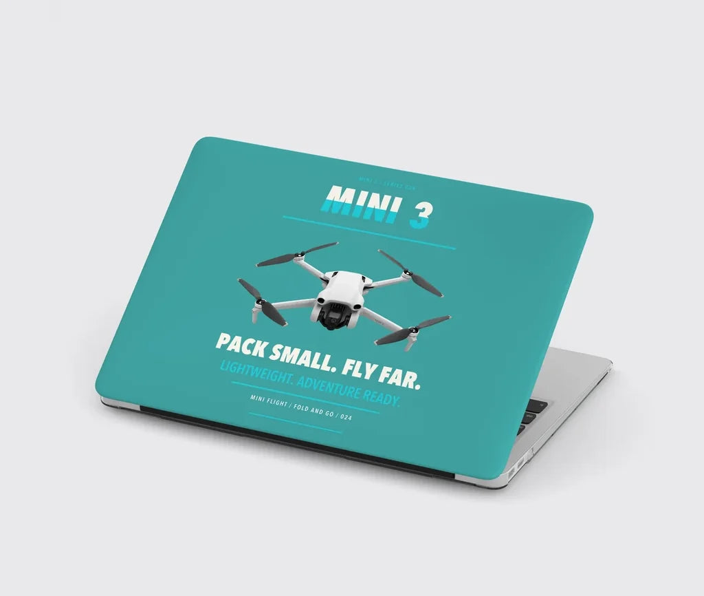 DJI Mini 3 design on turquoise MacBook case