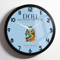 Thumbnail for Doha Hamad International Airport (DOH) design on light blue framed wall clock