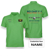 Thumbnail for Short Belfast C.1 design on light green+name double-side polo t-shirt, double-side print