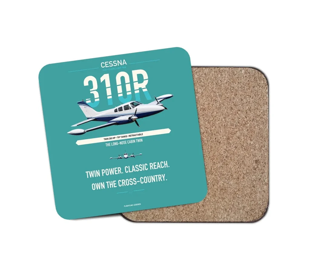 Cessna 310R design on turquoise 1 piece coaster
