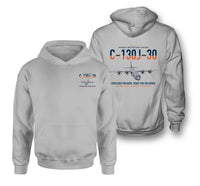 Thumbnail for C-130J-30 Super Hercules design on light gray double-side hoodie, double-side print