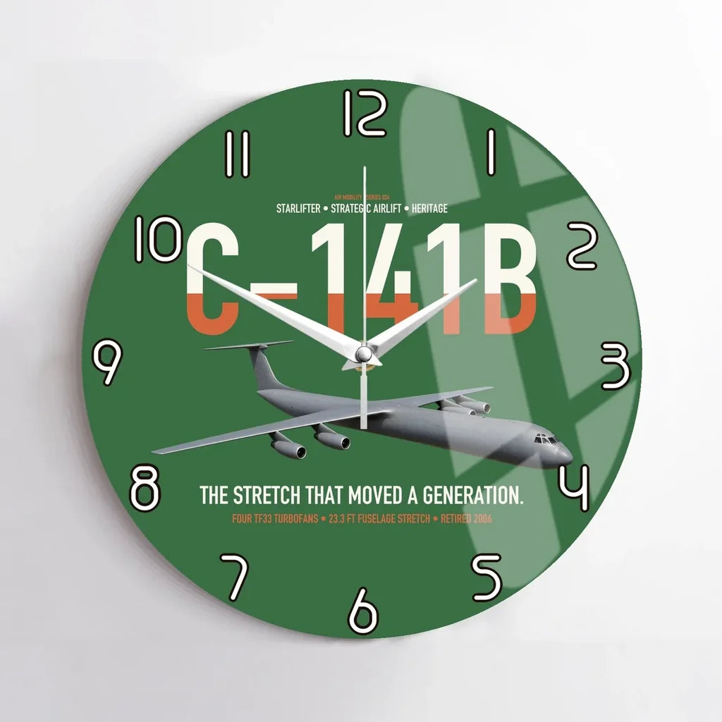 C-141B Starlifter design on green no frame wall clock