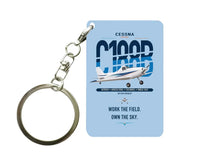 Thumbnail for Cessna A188B AgTruck design on light blue designed key chain, double-side print