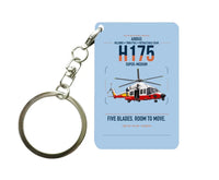 Thumbnail for Airbus H175 design on light blue designed key chain, double-side print