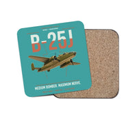 Thumbnail for B-25J Mitchell design on turquoise 1 piece coaster