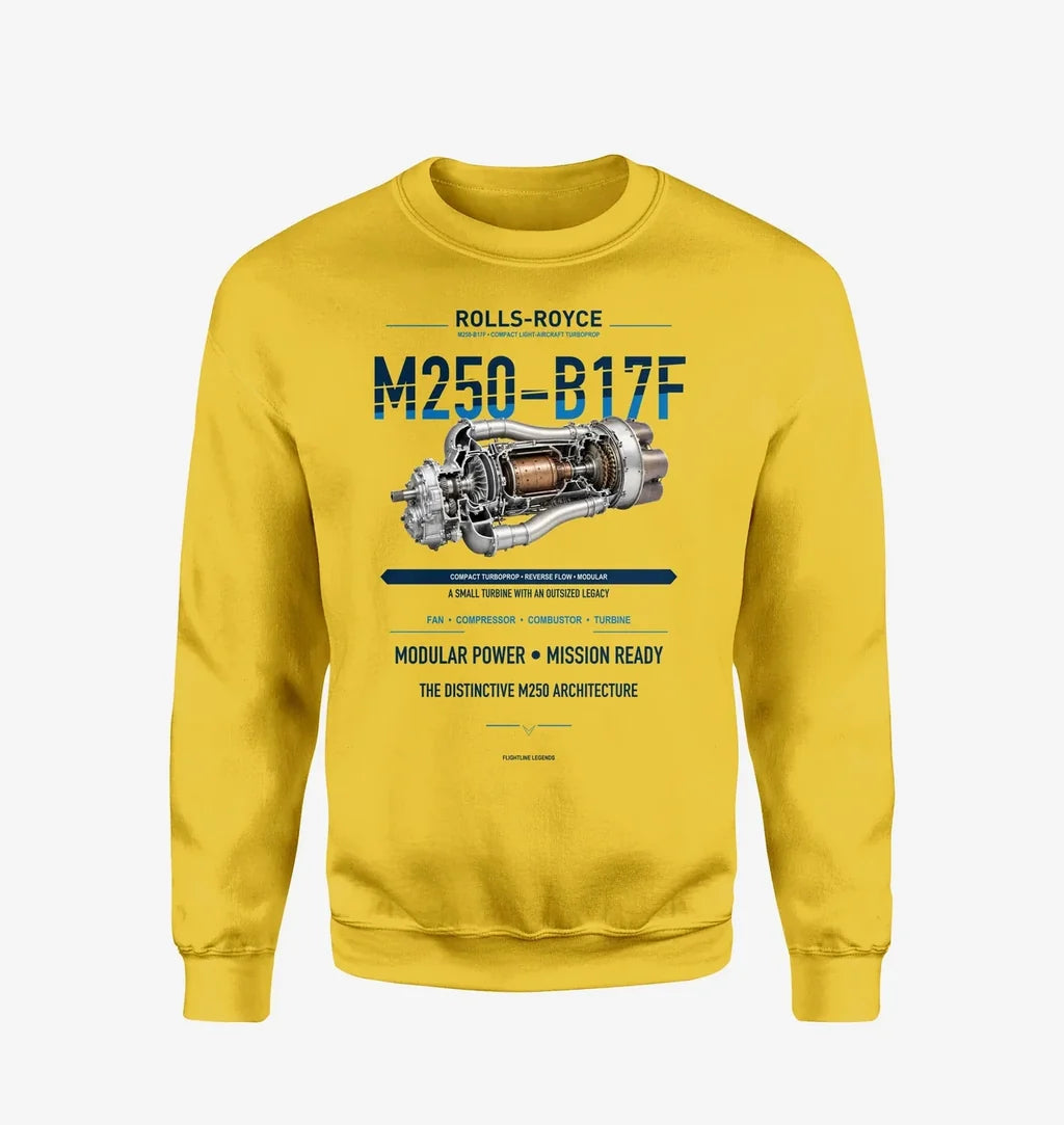 M250-B17F design on yellow sweatshirt