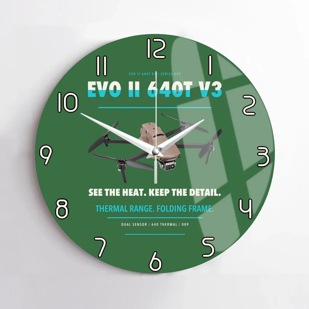 Autel EVO II Dual 640T V3 design on green no frame wall clock