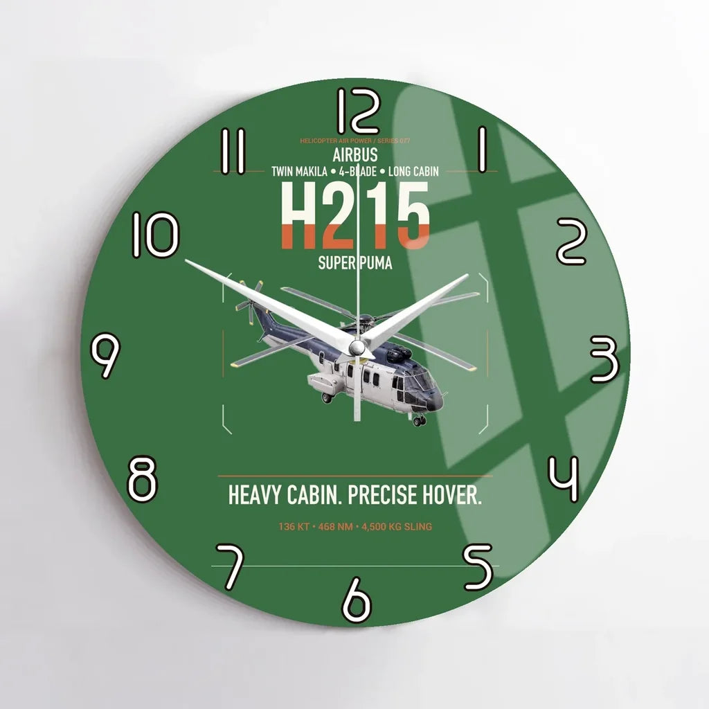 Airbus H215 design on green no frame wall clock