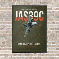 Thumbnail for Saab JAS 39C Gripen vertical canvas print - framed - green army background