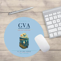 Thumbnail for Geneva Airport (GVA) design on light blue round mouse pad