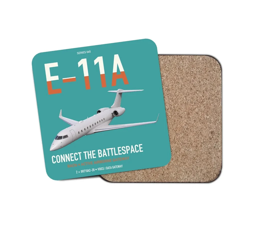 E-11A BACN design on turquoise 1 piece coaster