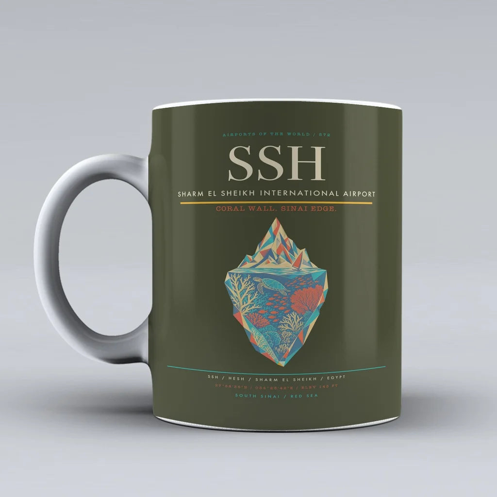 El Sheikh International Airport SSH Mug design on green army sharm