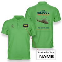 Thumbnail for Westland Wessex HU5 design on light green+name double-side polo t-shirt, double-side print