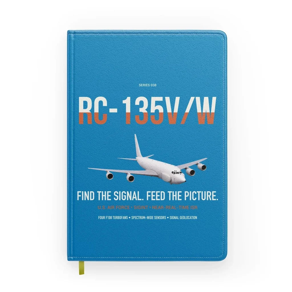 RC-135V W Rivet Joint design on turquoise notebook