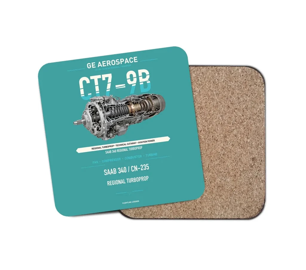 CT7-9B design on turquoise 1 piece coaster