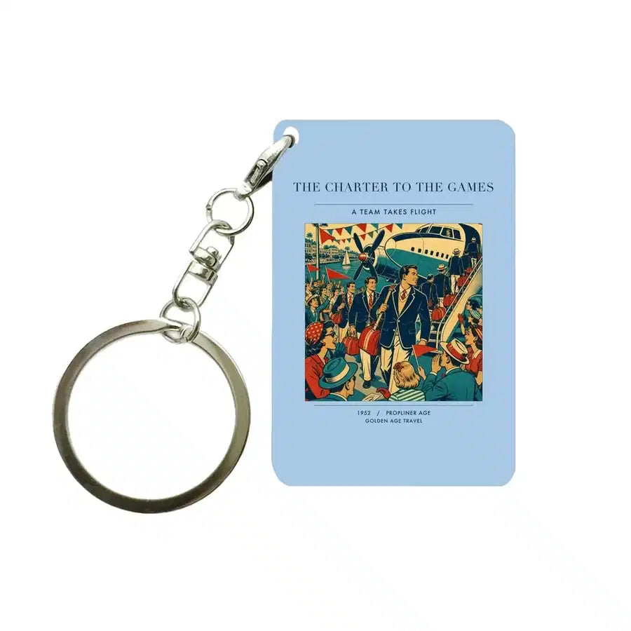 VINTAGE G4103 - The Charter To The Games - Designed Key Chain design on lightblue