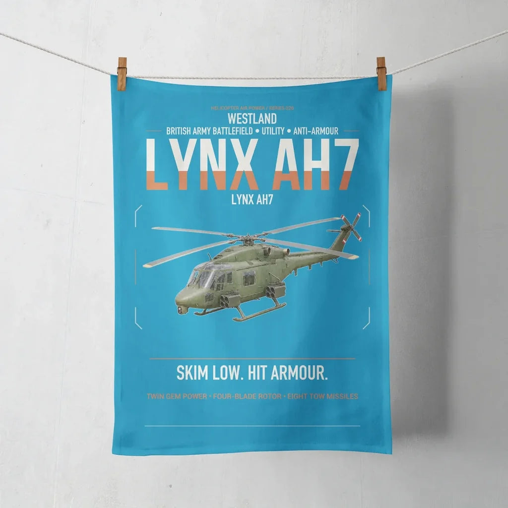 Westland Lynx AH7 design on turquoise towel