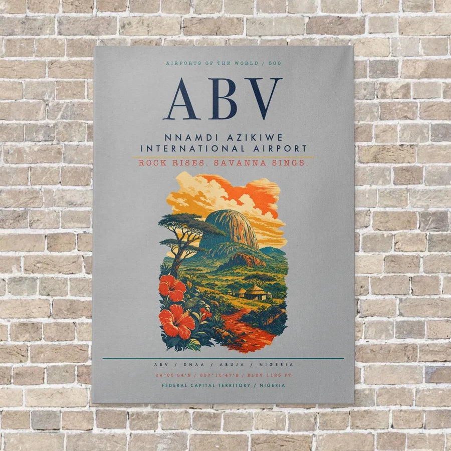 Nnamdi Azikiwe International Airport ABV vertical canvas print - no frame - light gray background