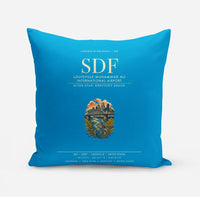 Thumbnail for Louisville Muhammad Ali International Airport (SDF) design on turquoise pillow