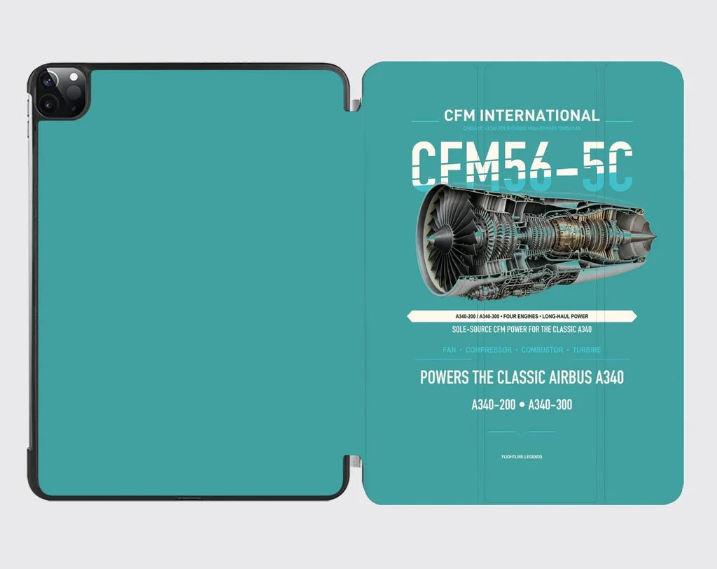 CFM56-5C design on turquoise ipad tablet case
