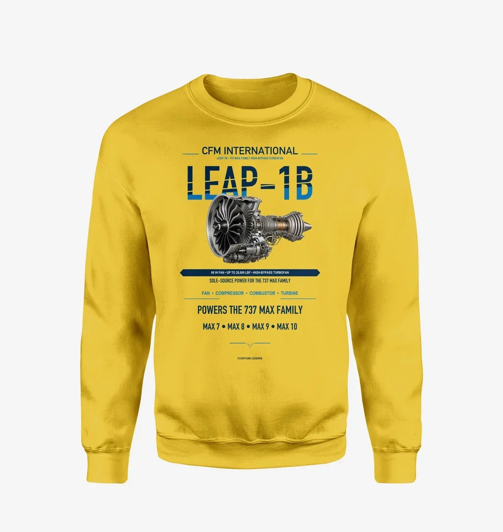 CFM LEAP-1B design on yellow sweatshirt