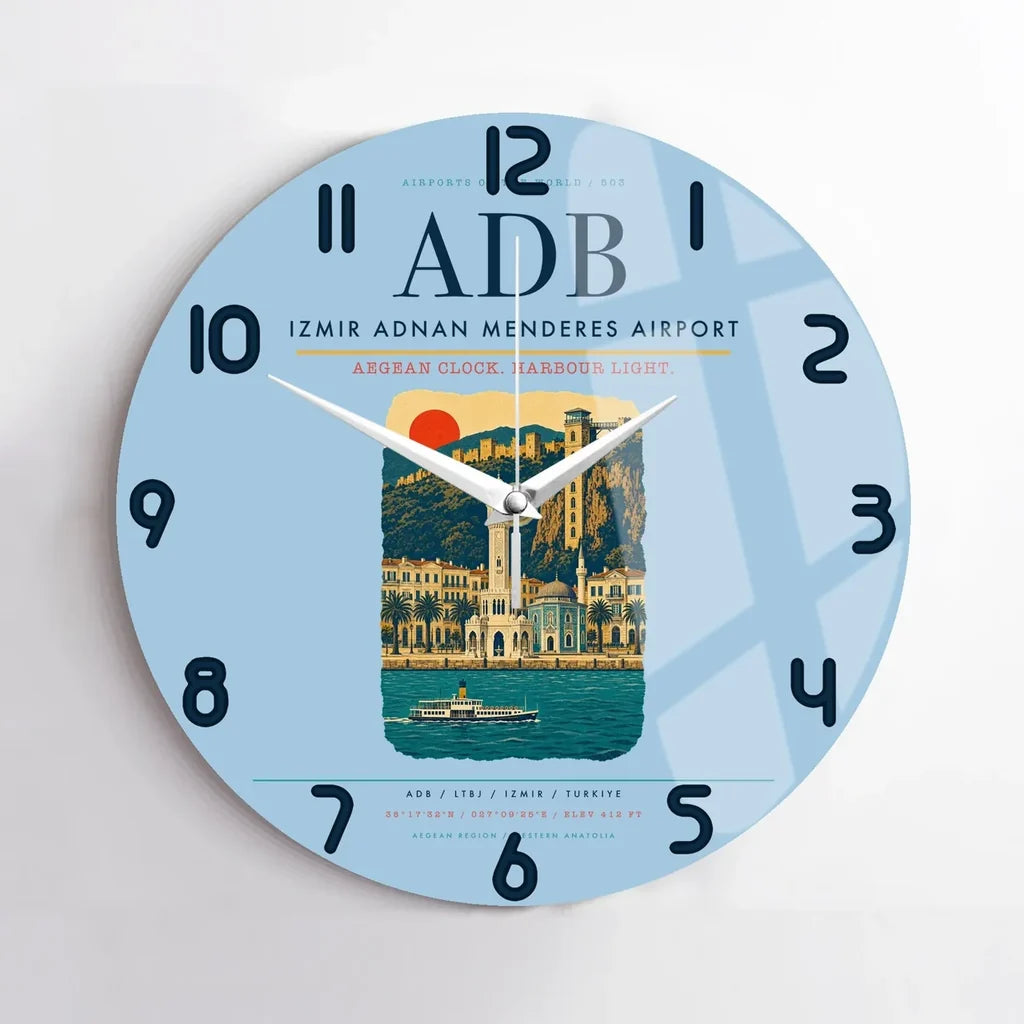 Izmir Adnan Menderes Airport ADB Wall-Clock No-Frame - Light Blue