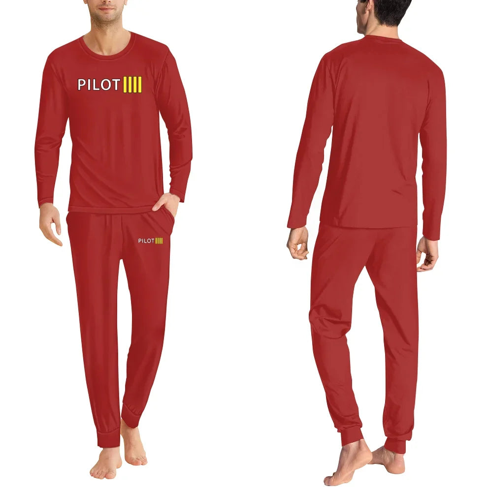 Pilot & Stripes (4 Lines) men pajamas - Red