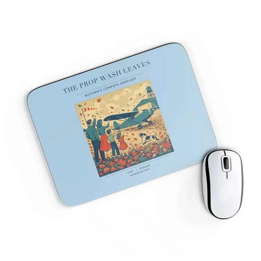 VINTAGE G4450 - The Prop Wash Leaves - Designed Mouse Pads design on lightblue rectangle