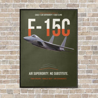 Thumbnail for F-15C Eagle Air Superiority No Substitute vertical canvas print - framed - green army background