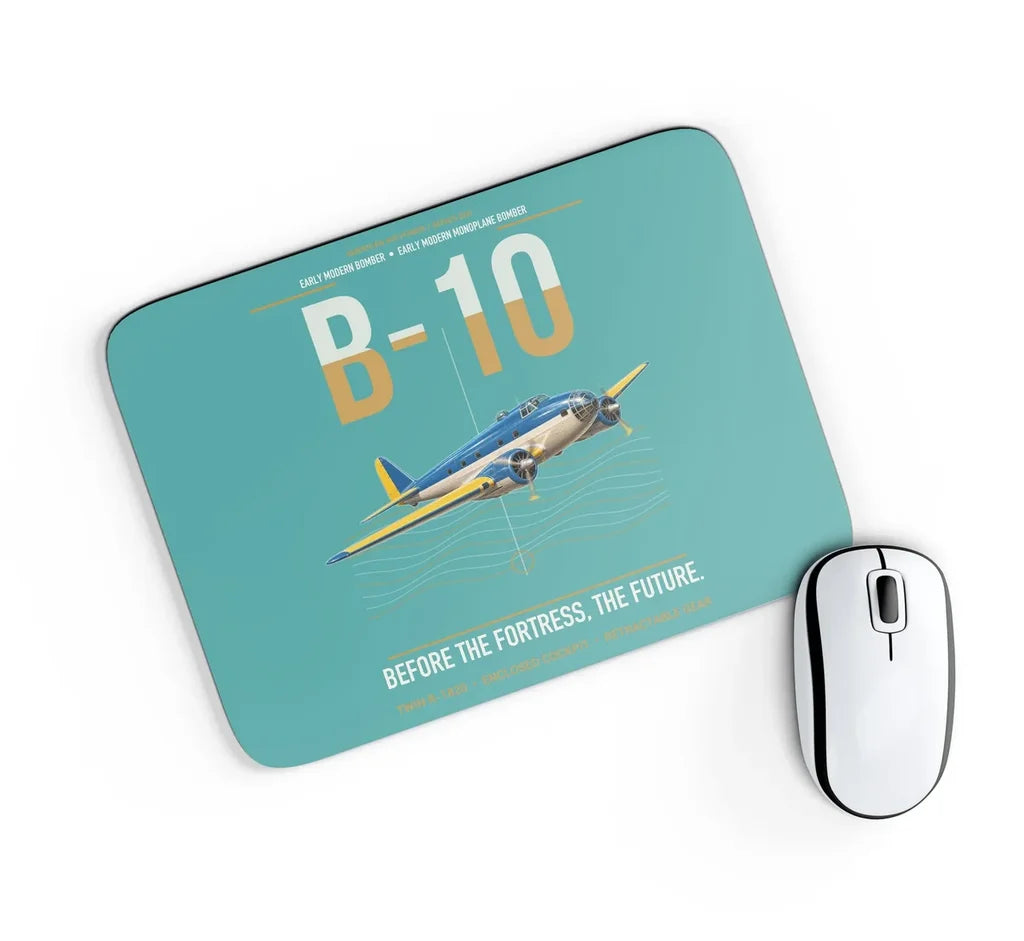 Martin B-10 design on turquoise rectangle mouse pad